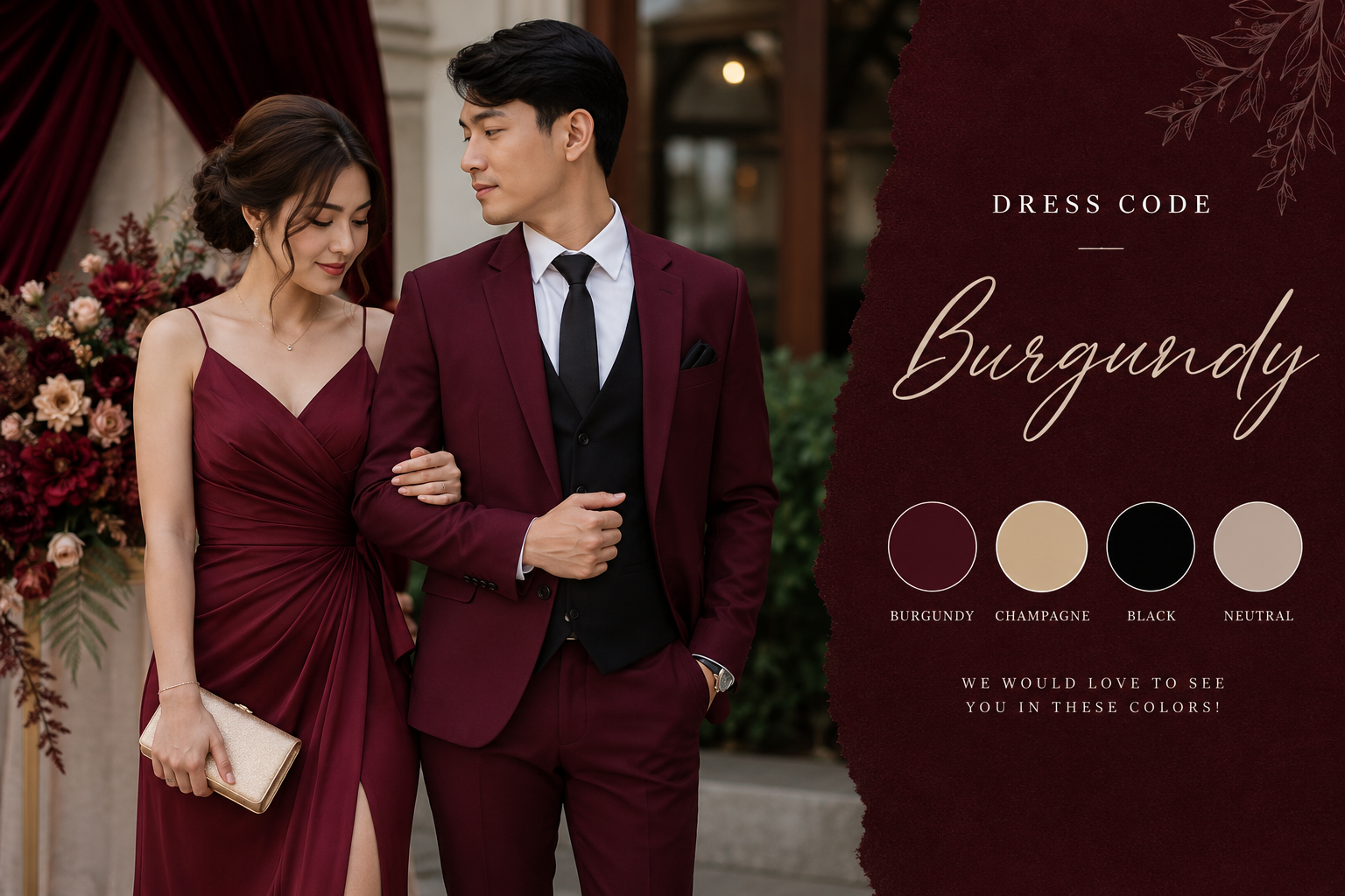 Elegant formal wedding attire